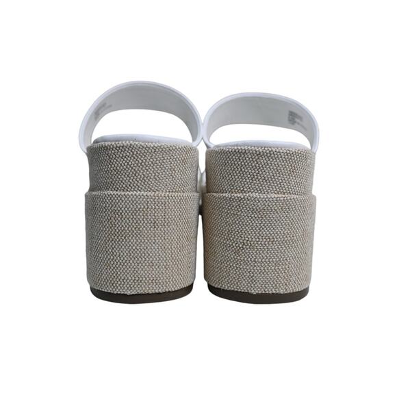 Steve Madden Womens 9.5  Merrcer Platform Slide Leather Sandal in White NEW - Picture 6 of 11